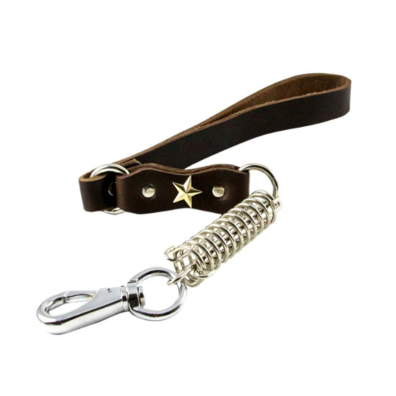Поводок из натуральной кожи для собак короткая цепь взрывозащищенный