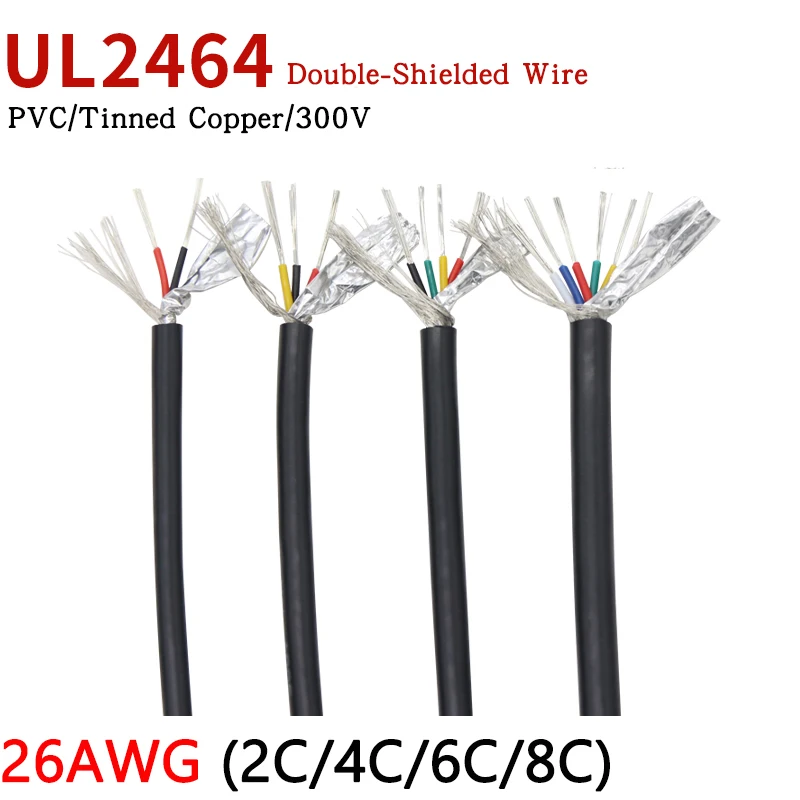 

10M 26AWG UL2464 Shielded Cable 2 4 6 8 10 12 15 20 25 Cores PVC Insulated Channel Audio Headphone Copper Control Sheathed Wire
