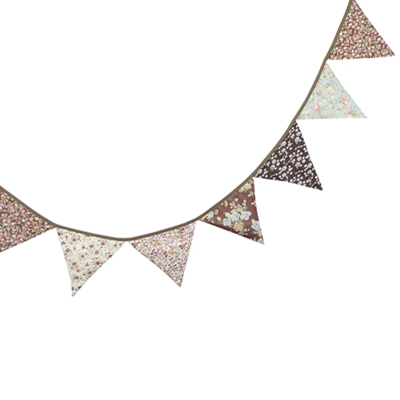 

Cotton Fabric Banners Flower Bunting Decor Baby Shower Garland Birthday Party Decoration Garden Bunting