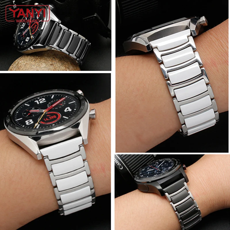 Fashion Ceramic Bracelet in stainless steel watchband 16 18mm 20mm 22mm watch strap women man wristwatches band Butterfly buckle