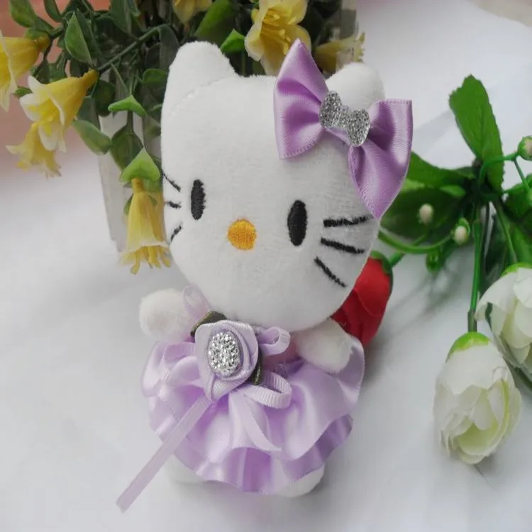 12 шт/лот Мини Кот Заполненная Плюшевая Игрушка в Платье Милые Котятки Куклы для Подарка Для Девочек Карикатурные Животные Букетные Аксессуары.