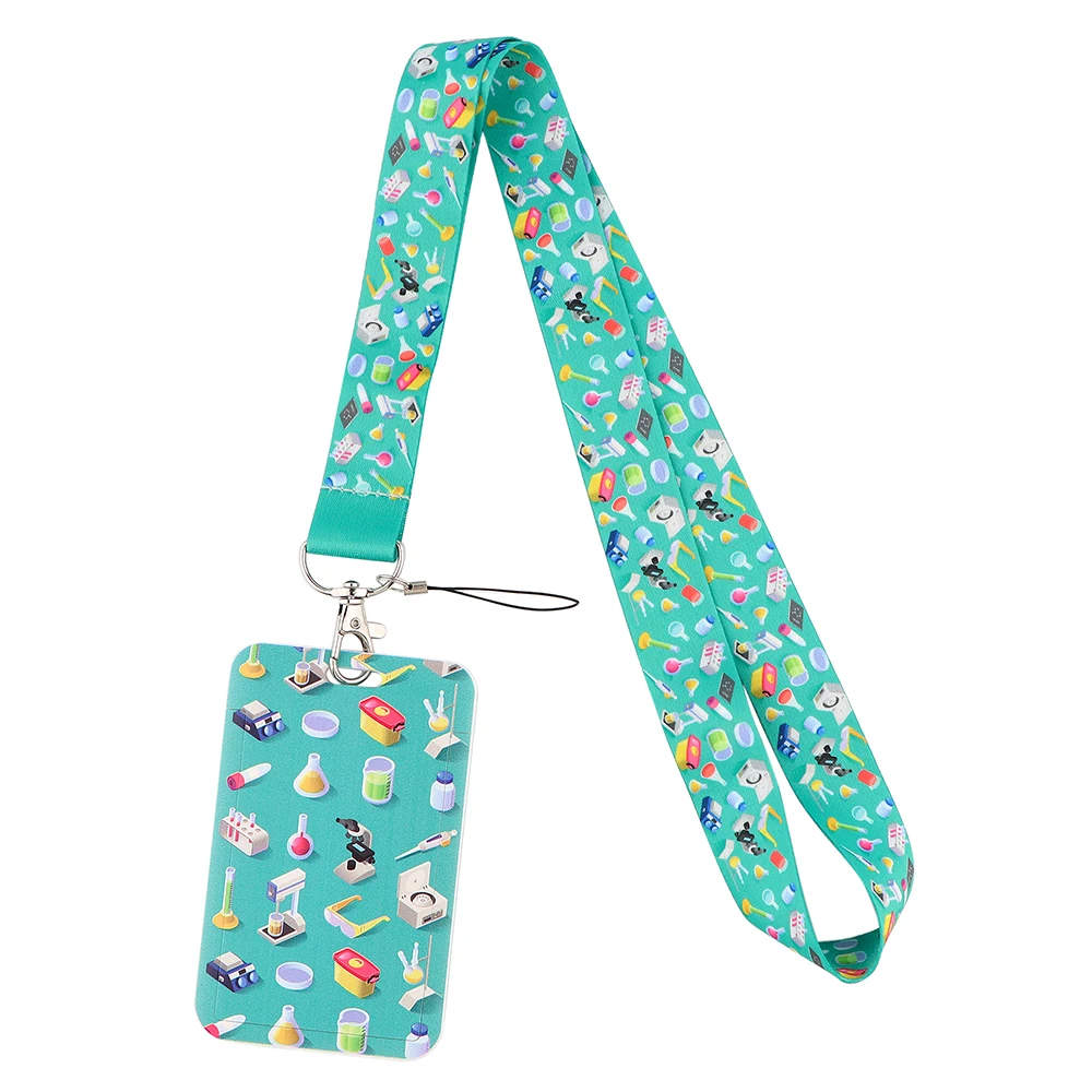 

20pcs/lot J2869 Cartoon Chemistry Necklack Lanyard Key Gym Strap Multifunction Phone With Card Holder Cover For Chemistry Lovers
