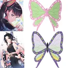 Розовая бабочка Tsuyuri Kanao, головной убор Kochou Shinobu, фиолетовая бабочка, аксессуары для волос, два сломанных цветка, украшения