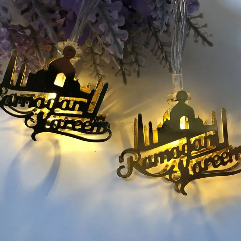 

1.65m Ramadan Wrought Iron Light String Letter Castle LED Eid Mubarak Lamp Decor