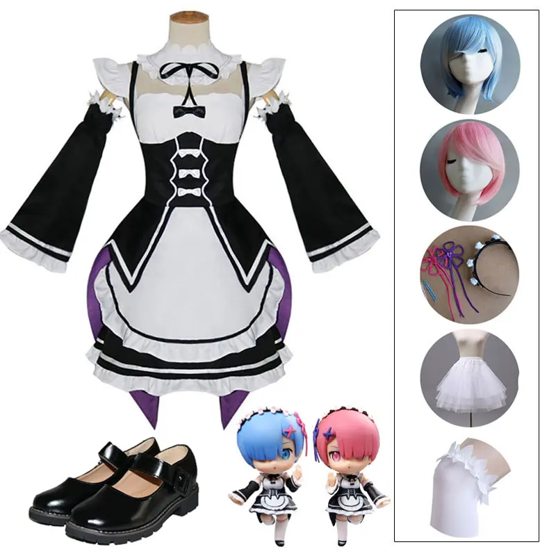ОЗУ/Рем Косплей Re:zero Kara Hajimeru Isekai Seikatsu Re Life In a Different World Kawaii Sister костюм горничной