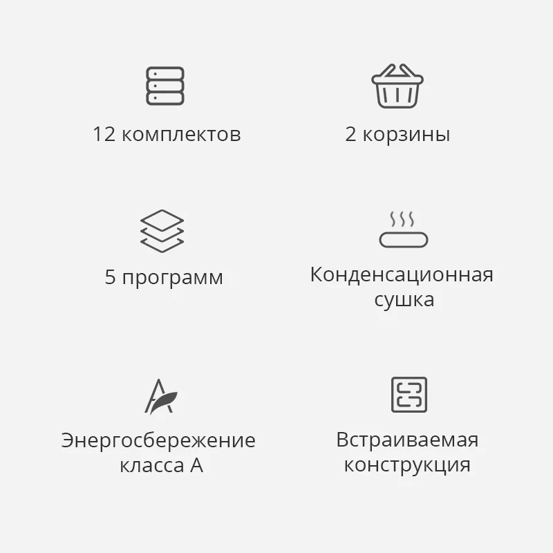 Fully built-in dishwasher comfee cdwi601 60 cm 12 sets of 5 programs Molnia 2 baskets A + / electronic control LED indication condensation drying