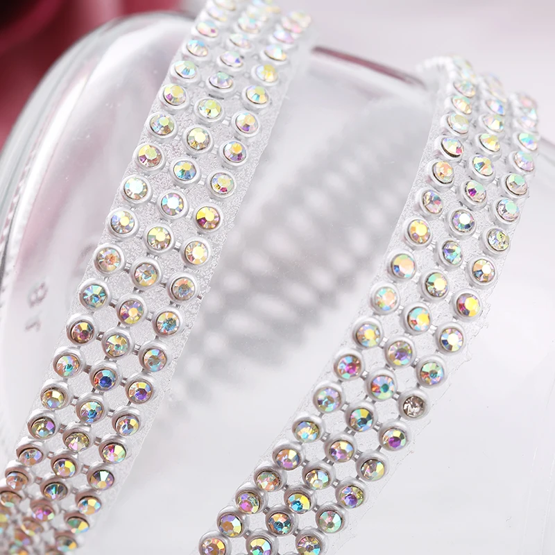 RESEN 2/3/4/5/6/8/10rows Hotfix Gold Crystal AB Rhinestone Trimings Flatback Trims with Glue Base Trim | Дом и сад
