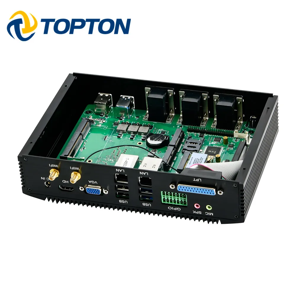 Безвентиляторный настольный компьютер i7 Intel Core 10 Linux Ubuntu 2 * Lan 6COM 8USB GPIO LPT HDMI VGA