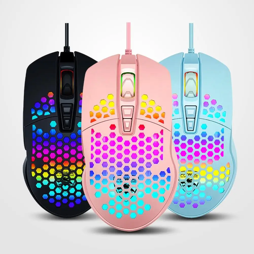 Эргономичная проводная USB мышь V9 4000DPI RGB светильник с радужной печатью в виде сот