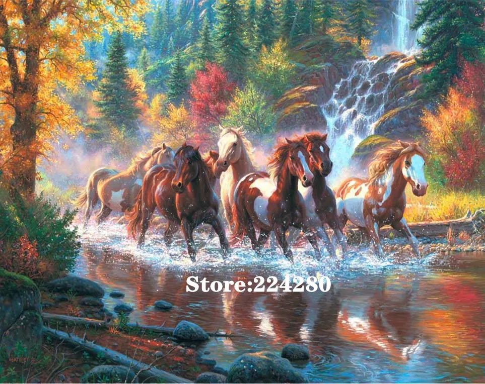 

Animal galloping horse Needlework Aida Cross stitch 14CT Unprinted Embroidery kits Arts Cross-Stitching,DIY Handmade Home Decor
