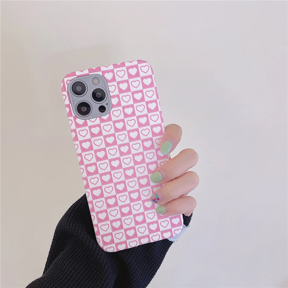 Милый розовый телефонный чехол с сердечками и точками для iPhone 11 12 Pro XS Max XR X 7 8 Plus