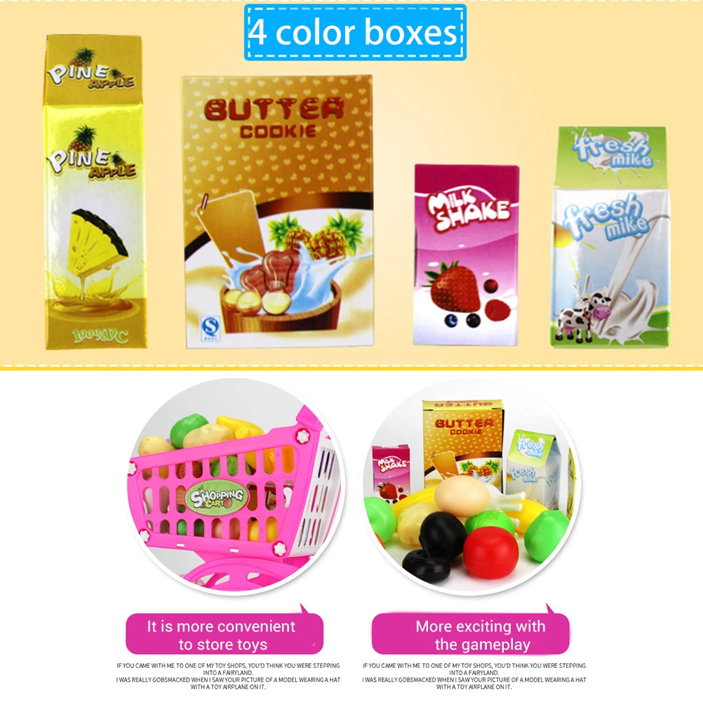 Мини пластиковые детские тележки для покупок игрушки фруктов и овощей