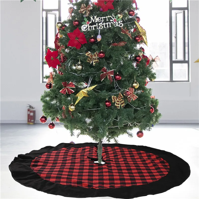 

Рождественская елка с принтом лося, клетчатая юбка, коврик для рождественской елки, домашнее праздничное украшение, праздничный подарок