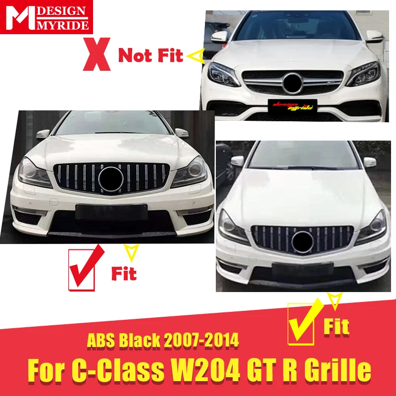 Для Mercedes C Class W204 Panamericana решетка грили GTS спортивный вид C250d C200 C180 ABS глянец Черный Прямая замена 2007-14