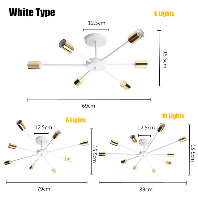 White type 85-265V E27 Chander Lighting Vintag Светодиодный промышленный светильник Эдисона 6 8 10, светильник для люстры, белая лампа в комплект не входит - Цвет корпуса: White type