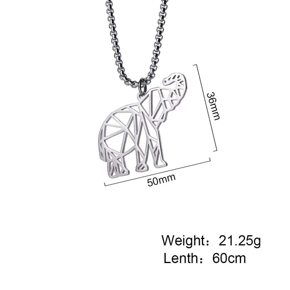 My Shape Elephant Necklace Stainless Steel Animal Silvery Necklaces Cut Out Good Quality Hollow Pendant Jewelry Fashion Gift | Украшения и