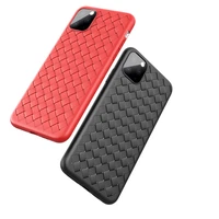 For iphone Case Weave Leather Skin Soft Silicon Black Coque Cover for iphone 11 11 Pro 11 Pro Max