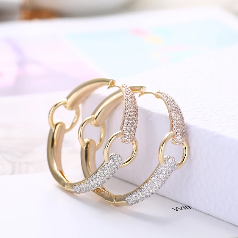 Лидер продаж серьги кольца с фианитом XIUMEIYIZU ювелирное изделие из латуни золотым