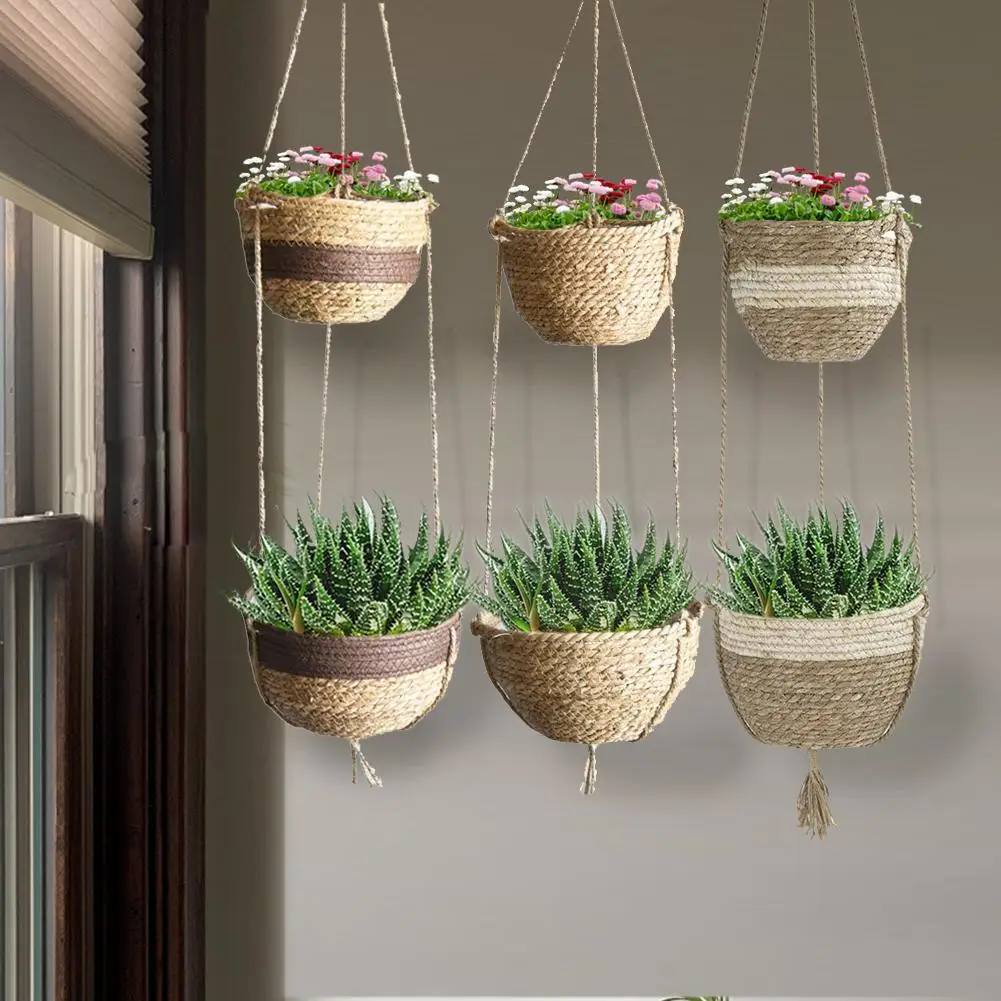 

2-ярусная подвесная посадочная корзина, вешалка для цветов/горшка для настенного декора, подвесная садовая подвесная посадочная корзина