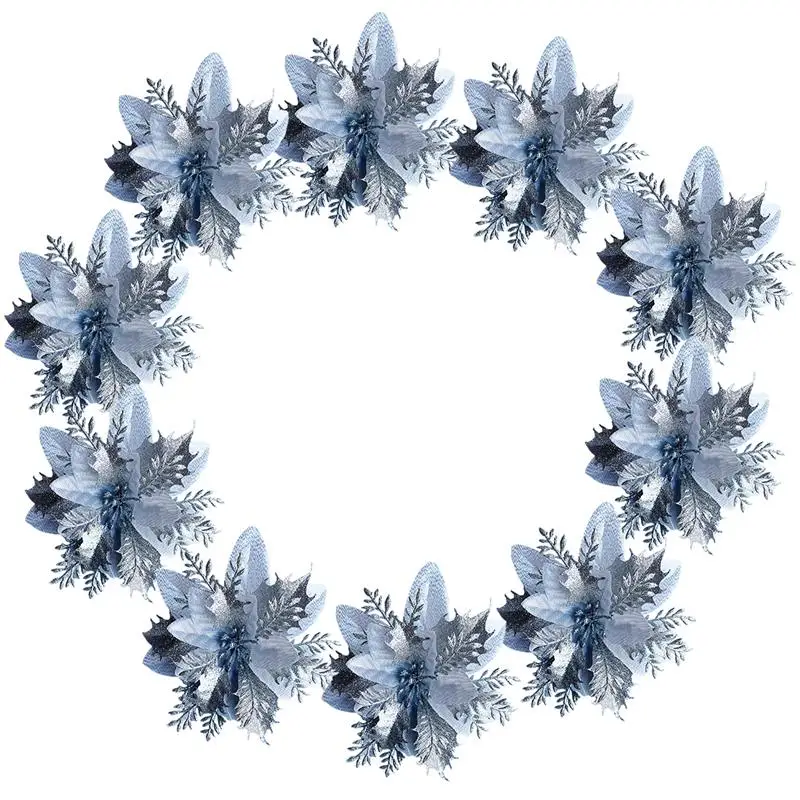 Искусственные цветы для украшения блестящие Пуансетии искусственные сделай сам