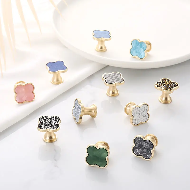 four leaf clover furniture handles single hole cabinet knobs bathroom kitchen wall hanging hook furniture knob drawer pulls free global shipping