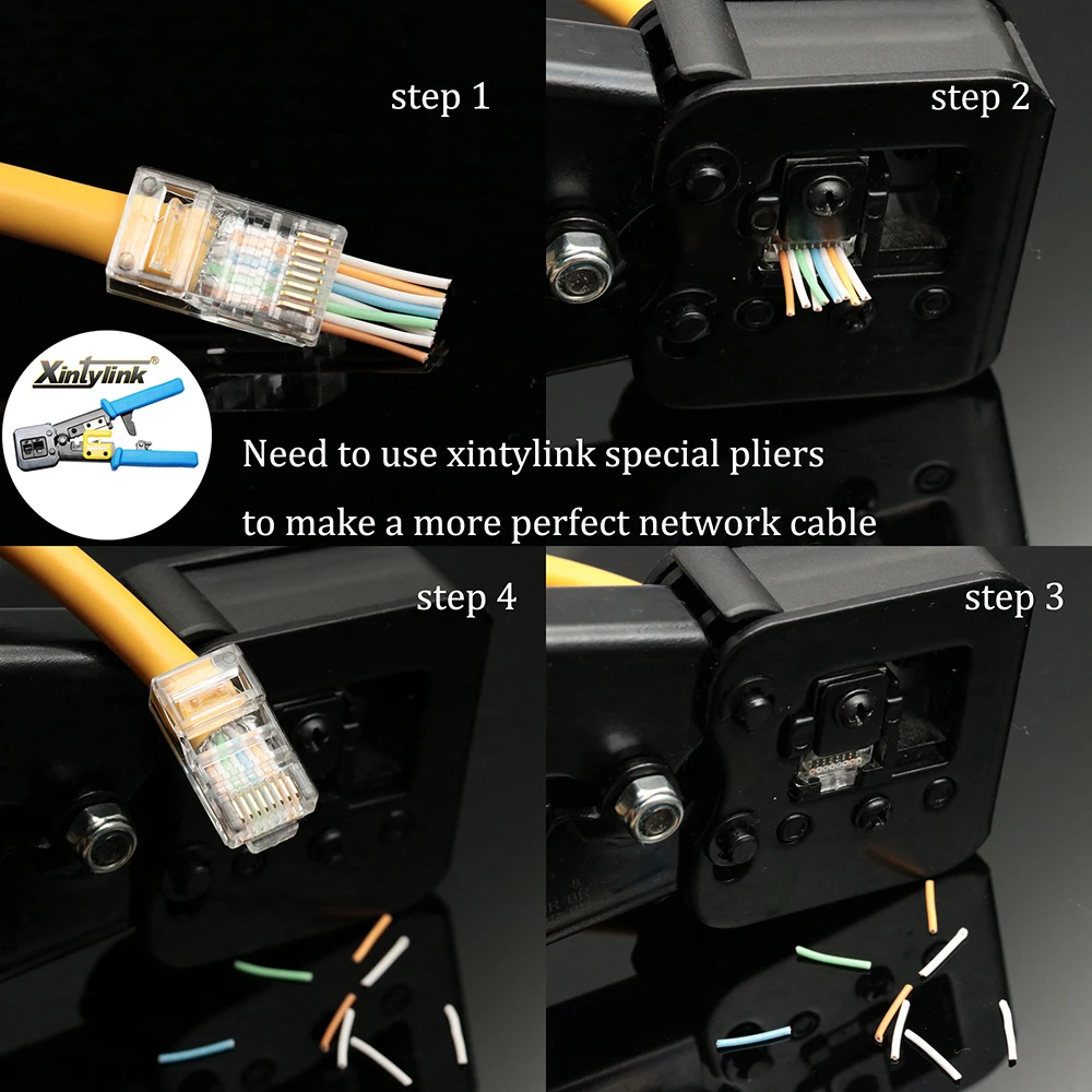 Коннектор xintylink rj45 cat6 cat5e 50U/6U соединитель ethernet-кабель вилка utp 8P8C концы cat 6 сетевой