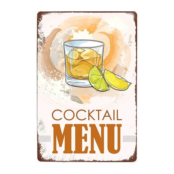 

Vintage Cocktail Menu Lemonade Metal Tin Sign 8x12 Inch Home Kitchen Bar Restaurant Bar Poster Wall Decor