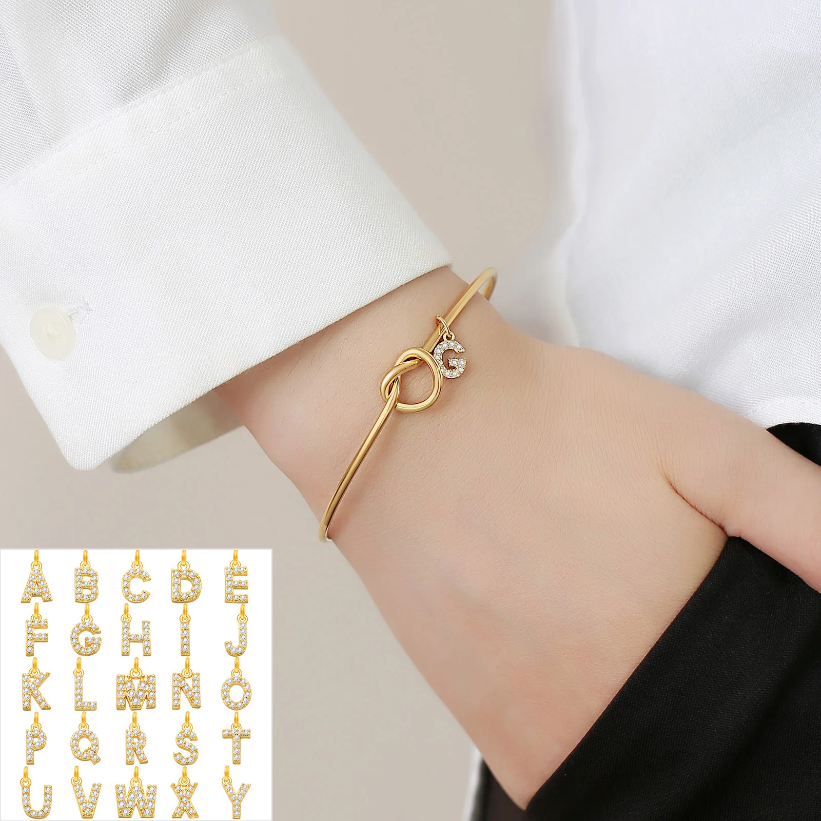 Оригинальный Браслет-манжета Love Knot из нержавеющей стали с буквенным принтом для