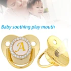 Силиконовая Детская Соска-пустышка со встроенным зажимом именной буквой для прорезывания зубов с 2 отверстиями для дополнительной безопасности ALS88