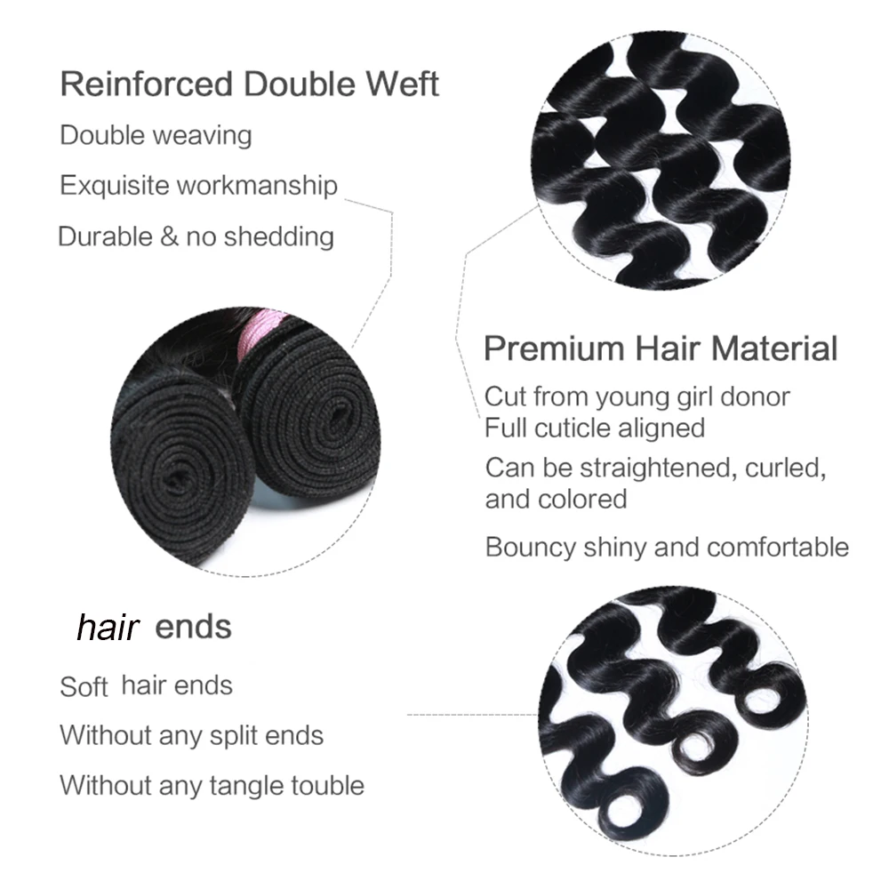 Бразильские волосы волнистые пучки 100% человеческие для наращивания без