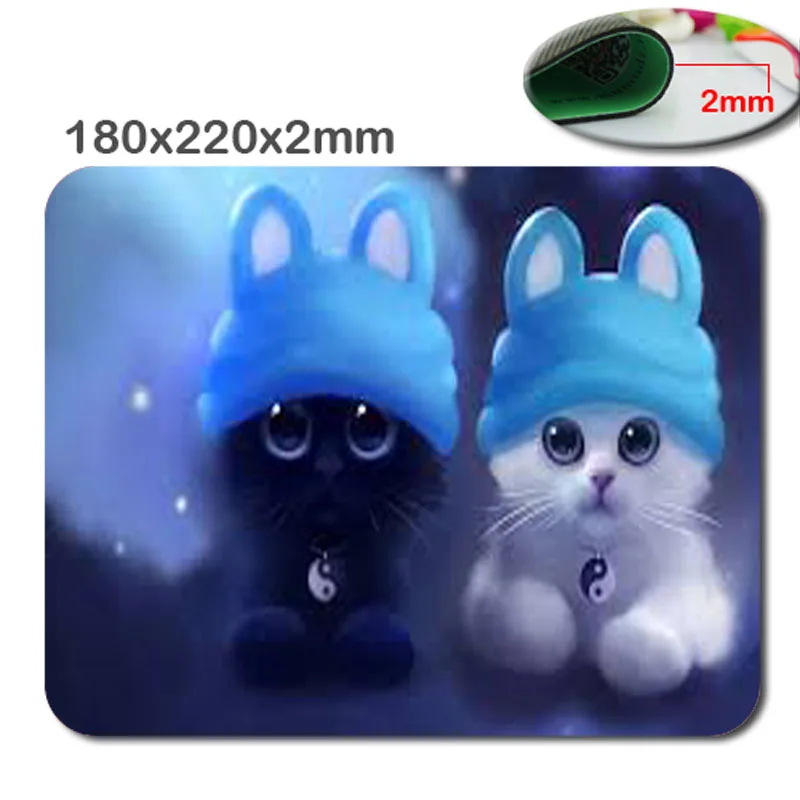 Коврик для мыши с изображением милой кошки квадратный черный лучший коврик под