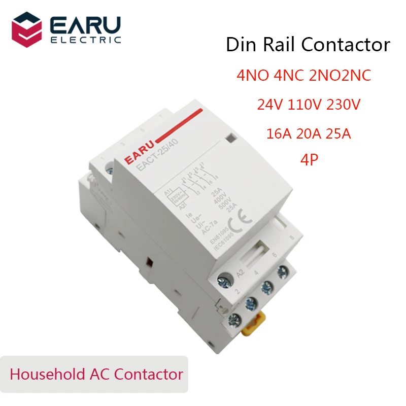 Модульный бытовой контактор переменного тока 4P 16-25 А 110 В 220 50/60 Гц | Обустройство