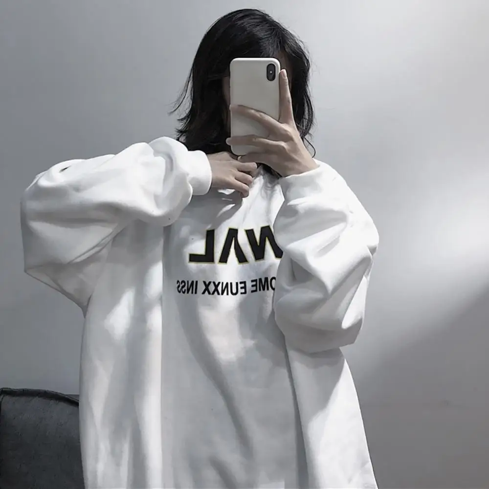 70% Hot Sell Casual Women Long Sleeve O Neck Blouse Top Letters Print Oversized Sweatshirt