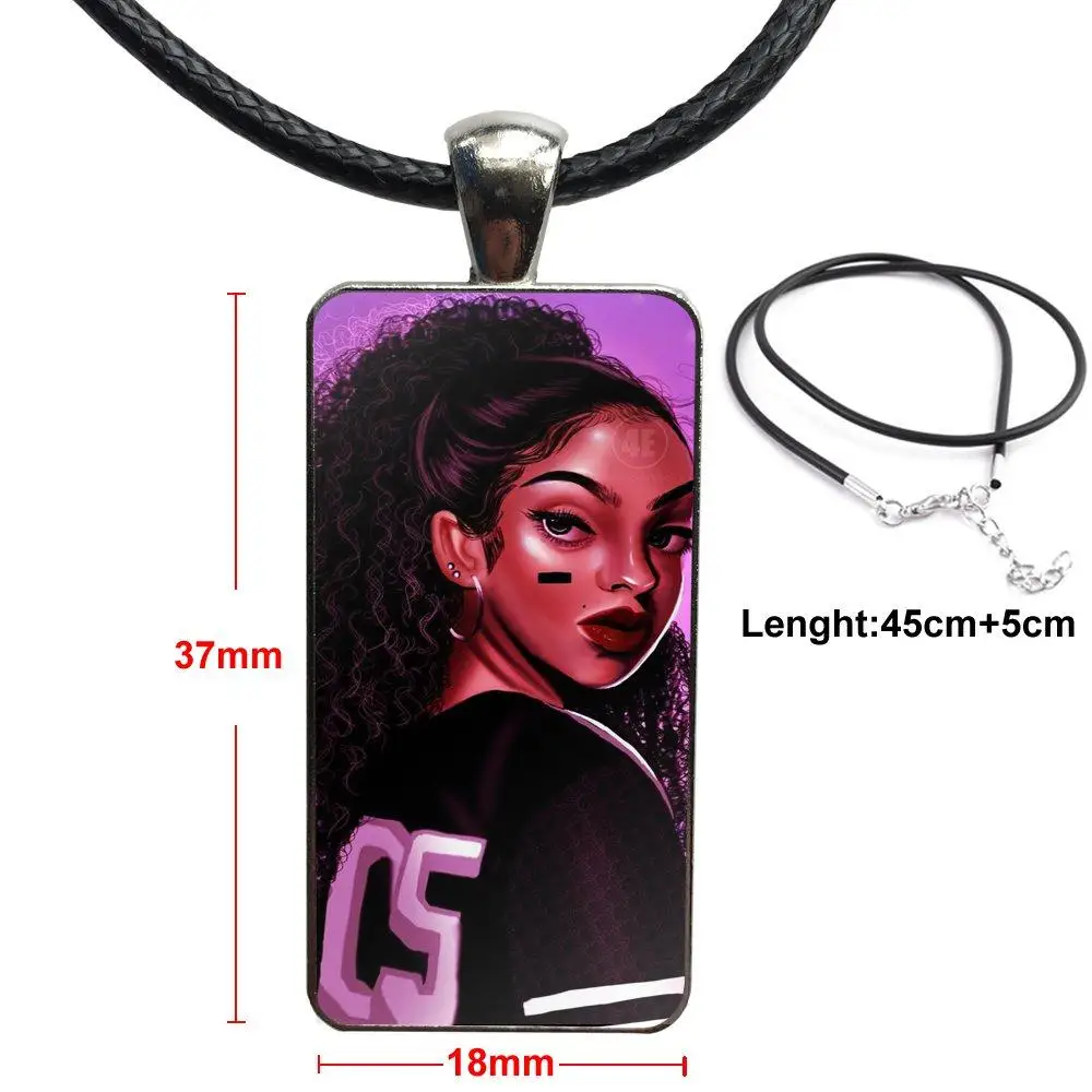 

New Personalized Melanin Poppin Black Girl Necklace Fashion Long Chain With Rectangle Necklace Jewelry For Child