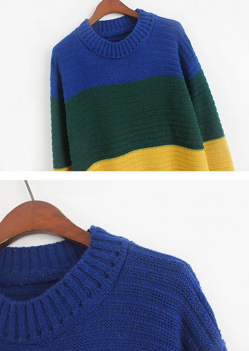 Женский Повседневный длинный вязаный свитер OMCHION Радужный пуловер оверсайз с