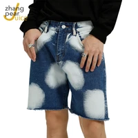 summer mens short jeans print cotton fashion casual slim fit male denim shorts pants trouser new brand clothes streetwear