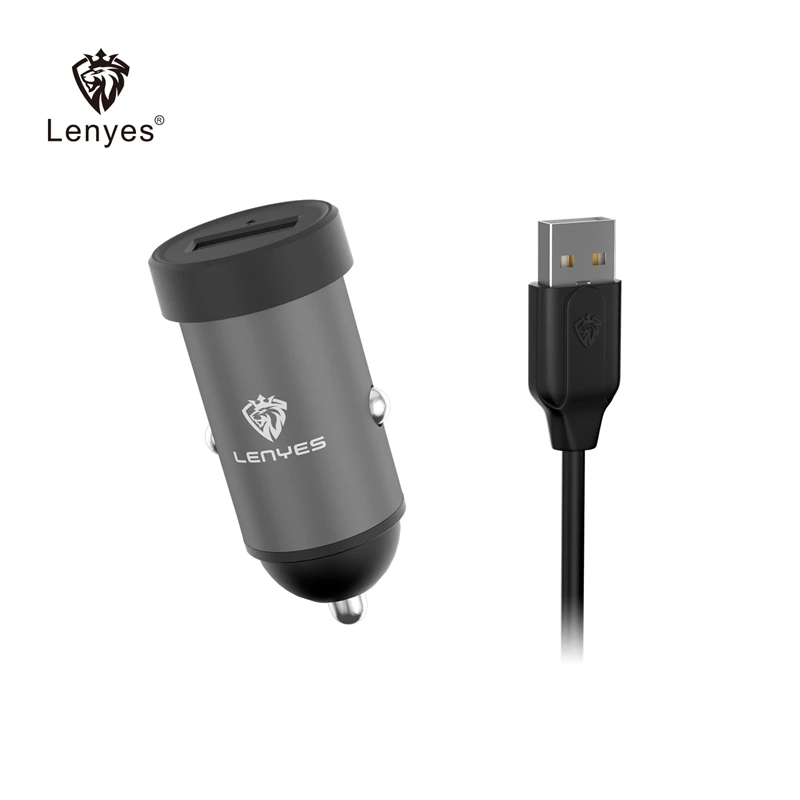 Lenyes 10 Вт Мини Автомобильное зарядное устройство с зарядным кабелем V8 type C iOS