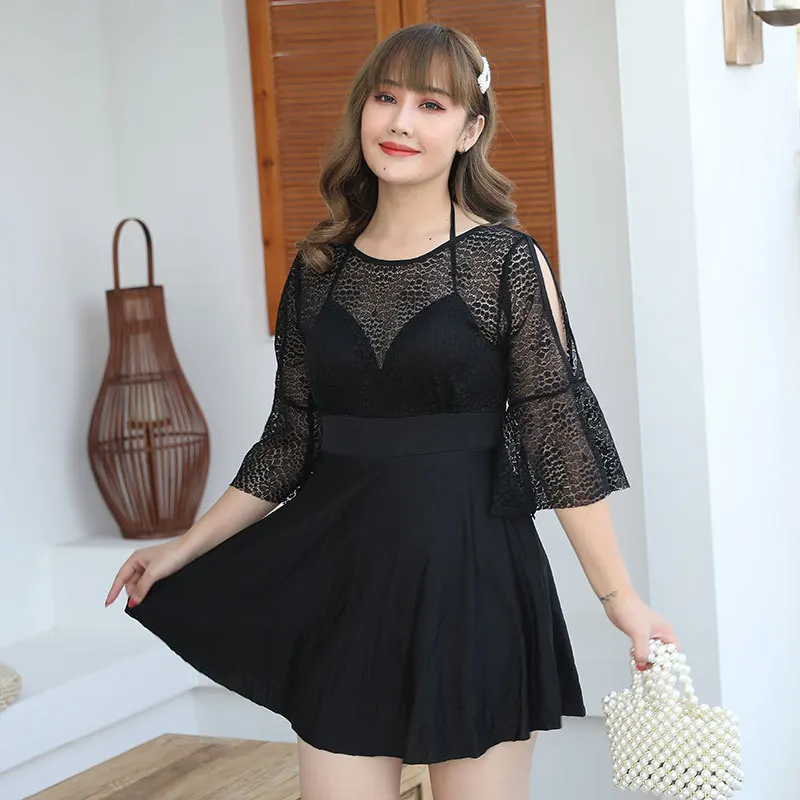 

Summer Large Size Swimsuit For Women Elastic Loose Cover Belly Top Thin One-Piece Swimming Suit Sea Beach Surfing Spa Swimwear