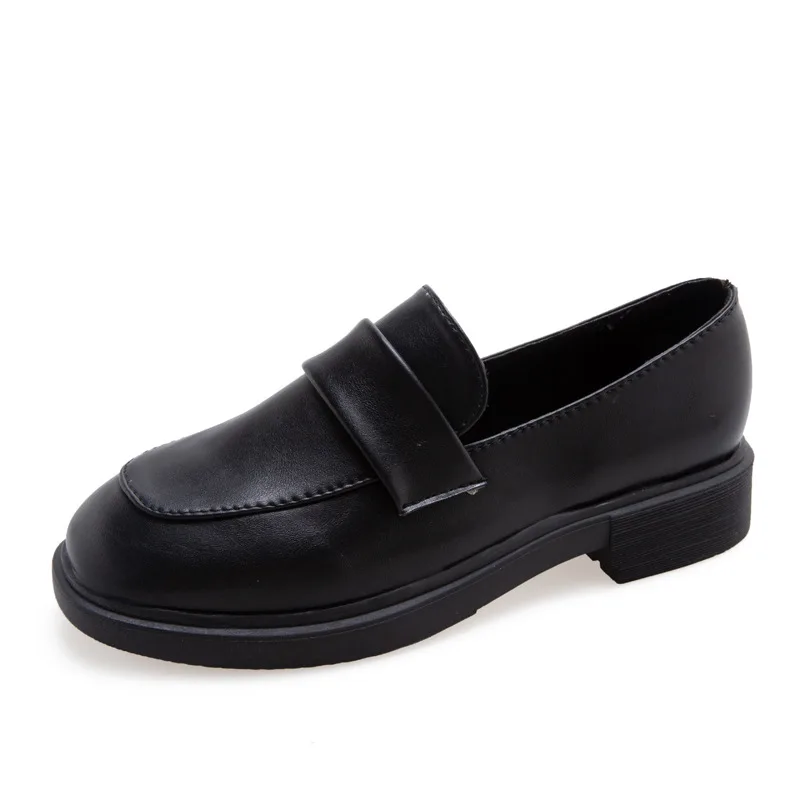 Женские кожаные туфли в британском стиле коллекция 2019 года сезон осень черные