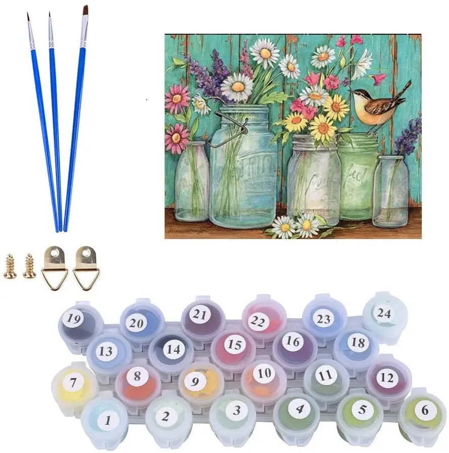 

Painting by Numbers DIY Canvas Painting by Numbers Acrylic Painting Kits Home Wall Decor for Beginner Daisy Flower