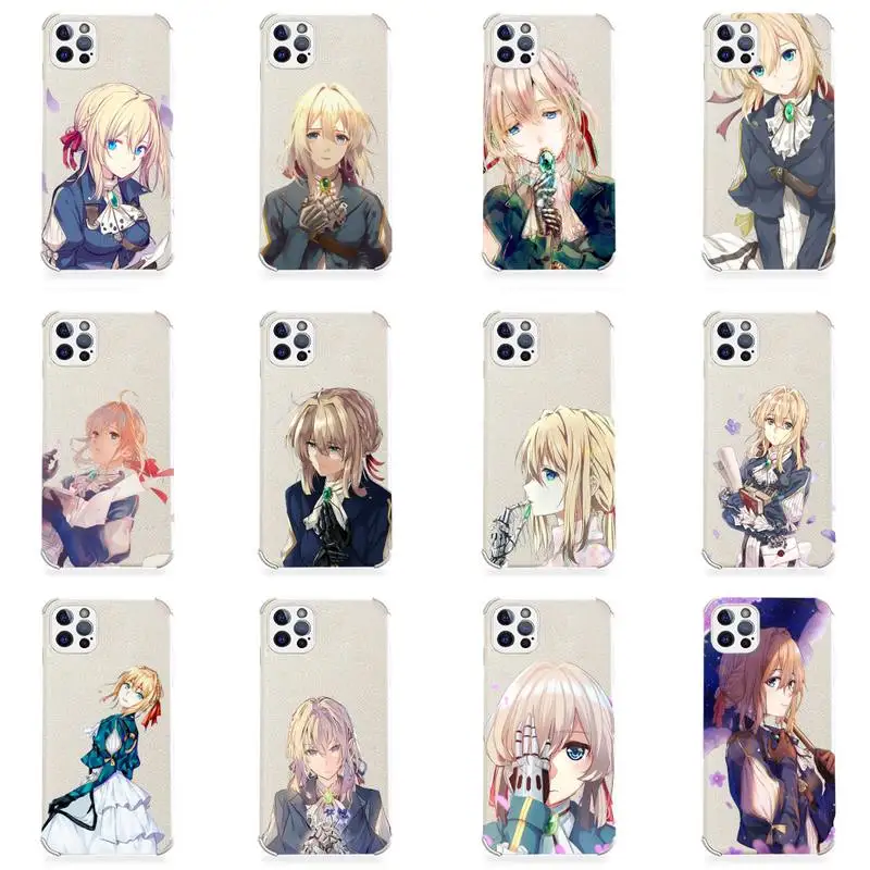 

Violet Evergarden Phone Case Lambskin Leather For iphone 12 11 8 7 6 XR X XS PLUS MINI PLUS PRO MAX Shockproof