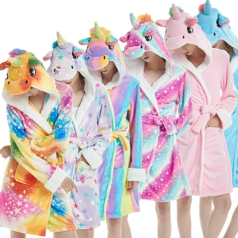 

Unicorn Hooded Towel Children Bathrobes Kids Star Animal Bath Robe Animal Robes For Boys Girls Pyjamas Nightgown Kids Sleepwear
