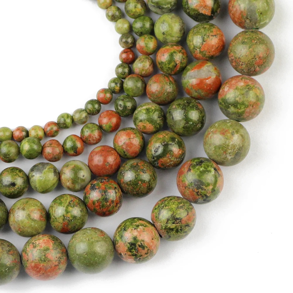 

YHBZRET Natural Stone unakite 4/6/8/10/12MM spacer Round Loose Beads Making Jewelry bracelet necklace Accessories DIY Finding
