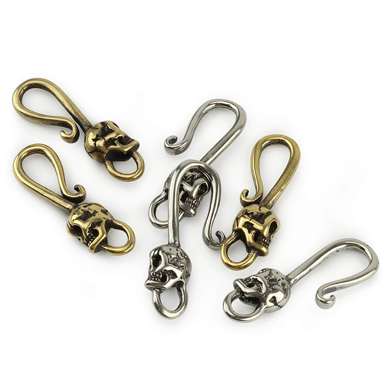 Винтажный латунный брелок в виде черепа стиле панк U-Образный Крючок для ключей