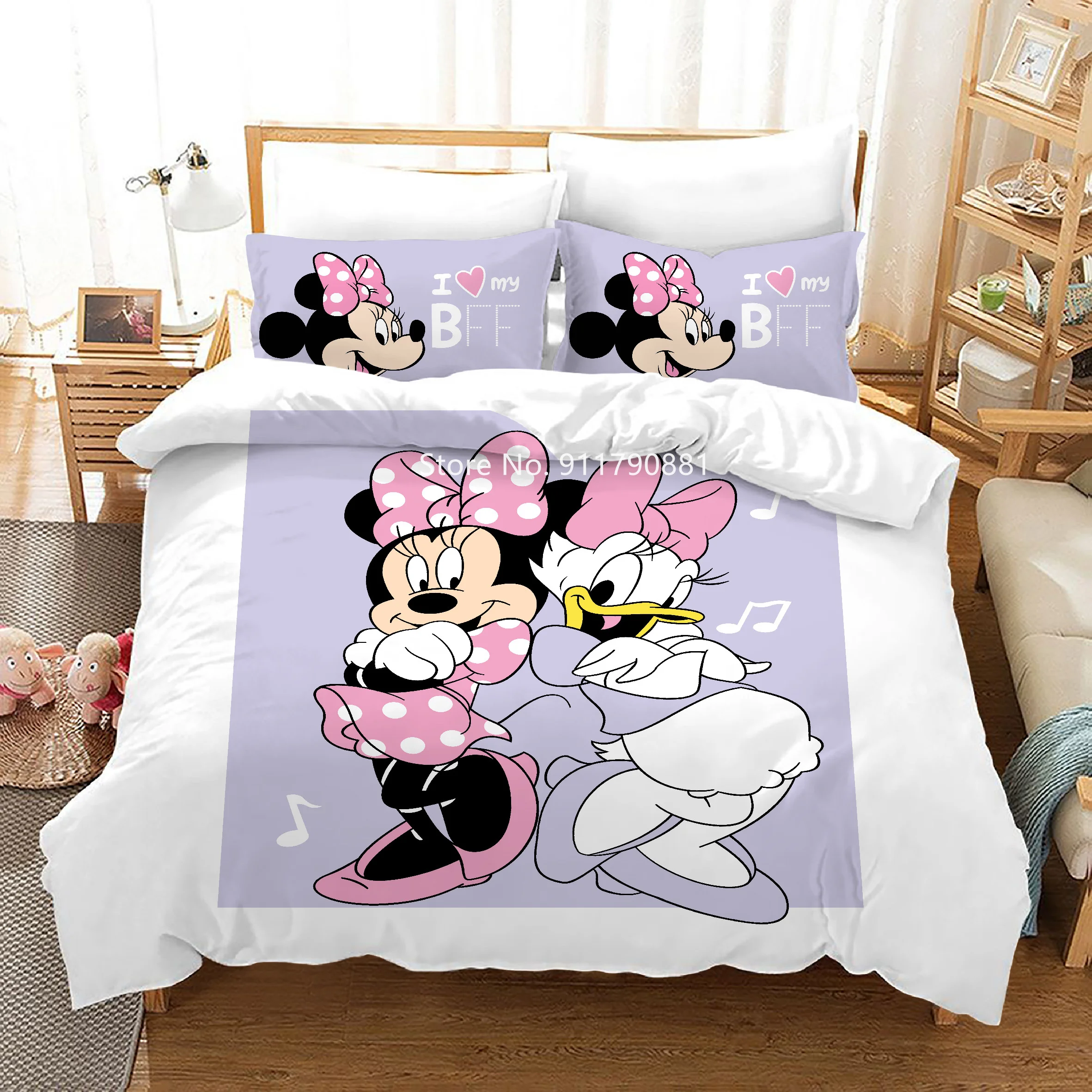 

Home Textile Disney Sports Mickey Minnie Pattern Bedding Set Blue Pink Duvet Quilt Cover Pillowcase Children Bedroom Decoration