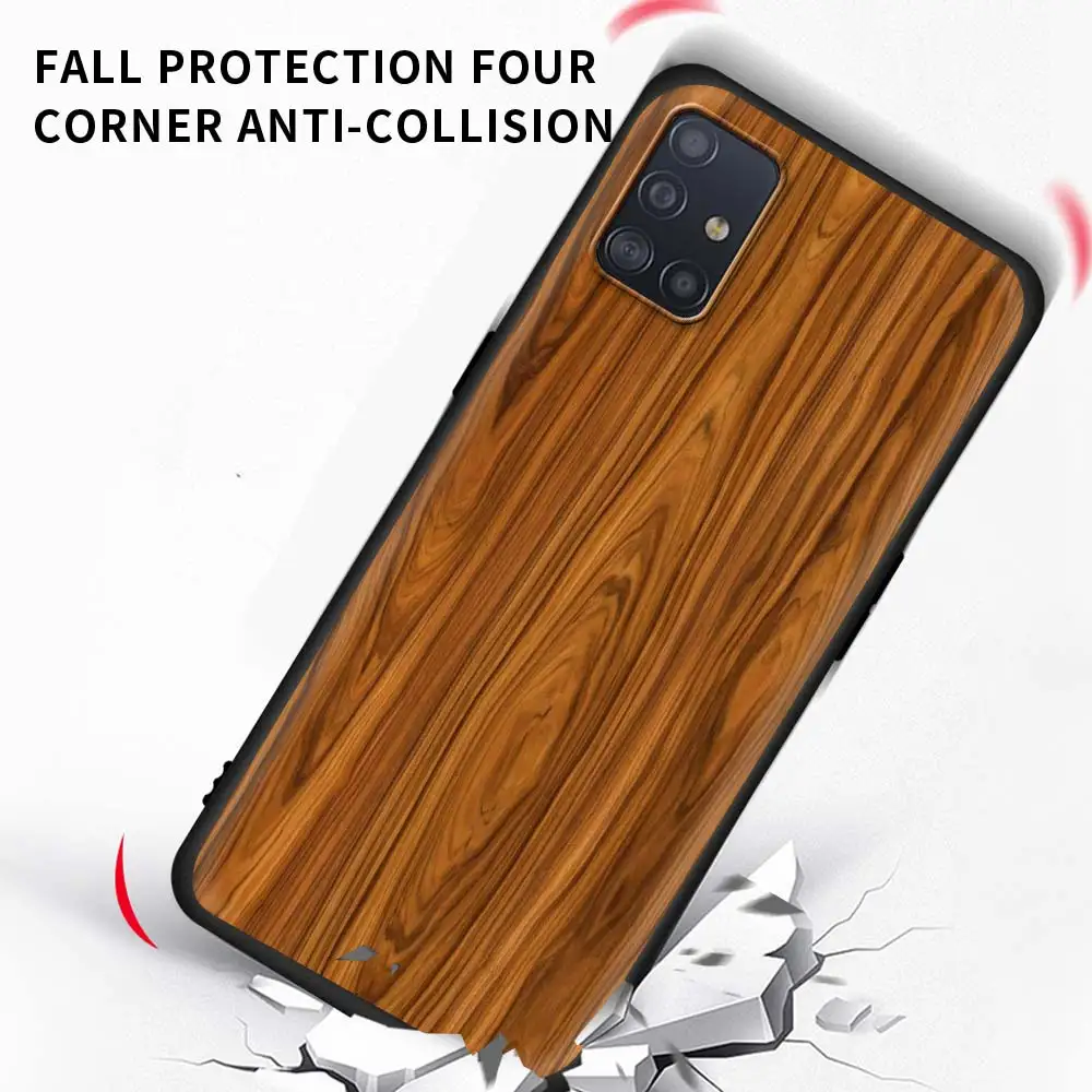 

Wood Grain Phone Case For Samsung Galaxy A51 A71 A21S M31 M31s M30s A31 A41 A11 A01 M51 Soft Matte Coque Back Cover