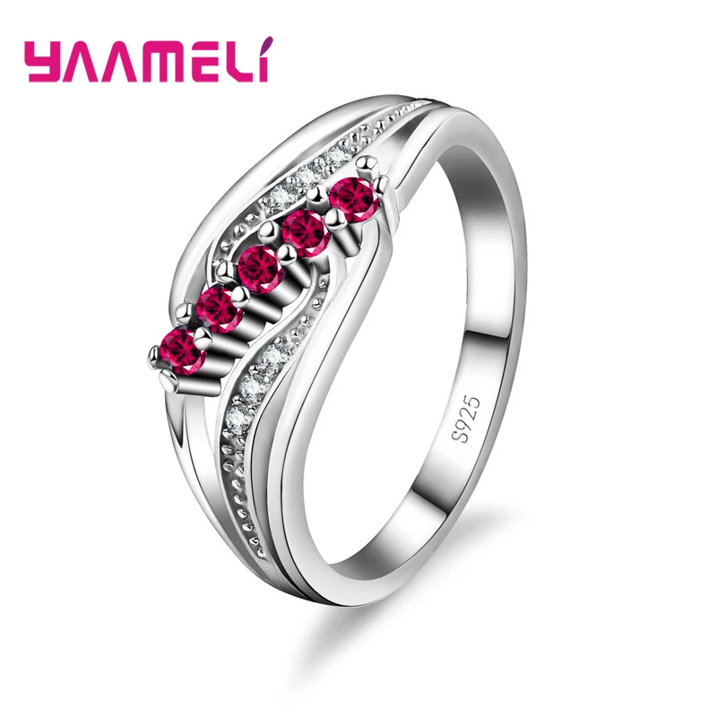 

Уникальный дизайн 5 цветов CZ Кристальные кольца на палец из стерлингового серебра 925 пробы для женщин Свадебные и обручальные ювелирные изд...