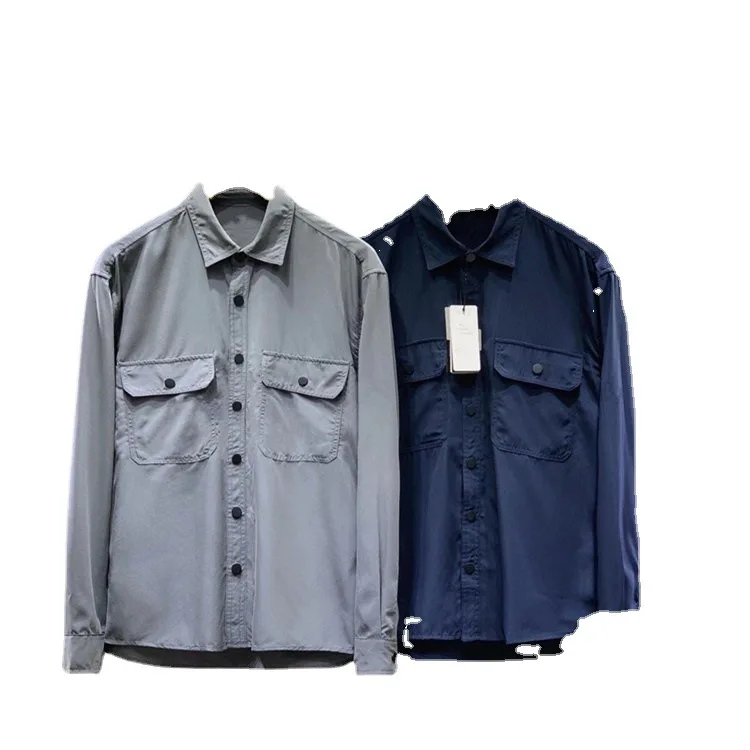 

Spring and summer 2021 new casual comfortable breathable simple solid color men's shirt