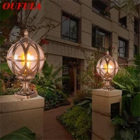 oufula outdoor post light patio modern led round waterproof pillar lighting for porch balcony courtyard villa