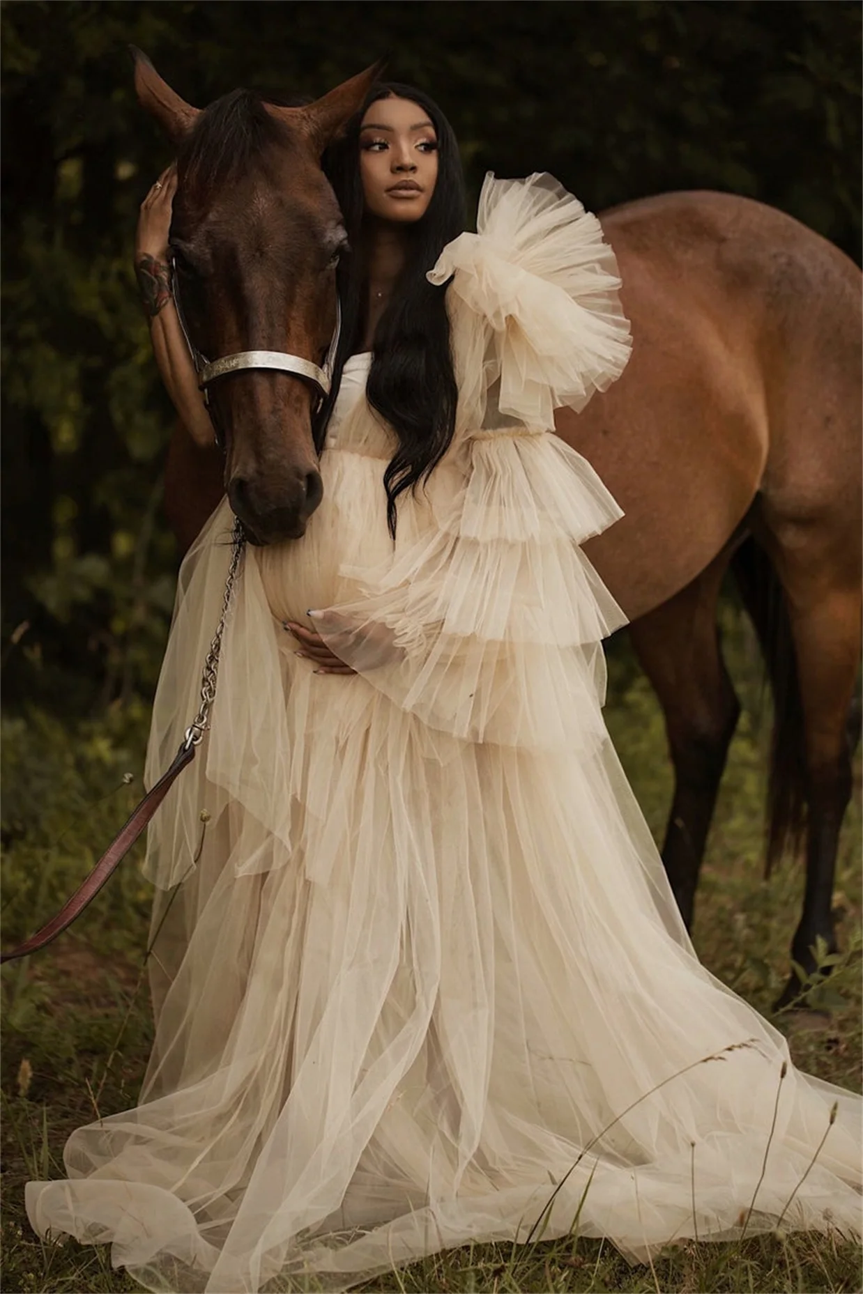 

Новинка 2021, платья для беременных с оборками, платье для беременных с длинным рукавом для фотосессии, нижнее белье, банный халат, Ночная одеж...